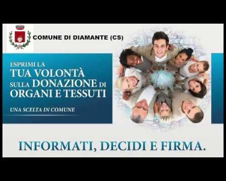 Diamante:Donazioni, progetto “Una scelta in Comune”- conferenza stampa