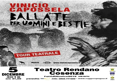 Cosenza: Vinicio Capossela in concerto il 5 Dicembre al Teatro Rendano