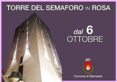 Diamante: La Torre del Semaforo in rosa per il mese dedicato alla lotta al cancro