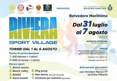 Belvedere M.mo: Una settimana dedicata allo sport con il “Riviera Sport Village”