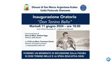 Diamante: Inaugurazione dell’Oratorio intitolato a ‘Don Tonino Bello’