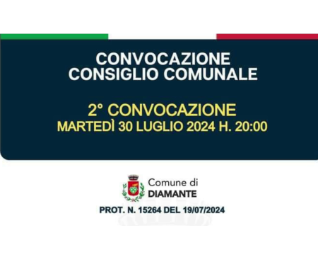 Diamante: Consiglio Comunale del 30/07/2024