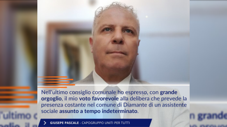 Il Comune di Diamante avrà l’Assistente sociale. Giuseppe Pascale: “Un risultato fontamentale per la comunità”