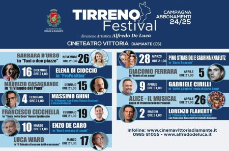 Diamante: Presentata la stagione teatrale 2024/25. Apre il Tirreno Festival lo spettacolo di Barbara D’Urso