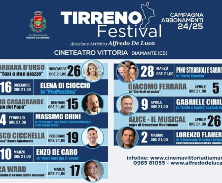 Diamante: Presentata la stagione teatrale 2024/25. Apre il Tirreno Festival lo spettacolo di Barbara D'Urso