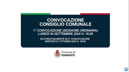 Diamante: Consiglio Comunale del 30-09-2024