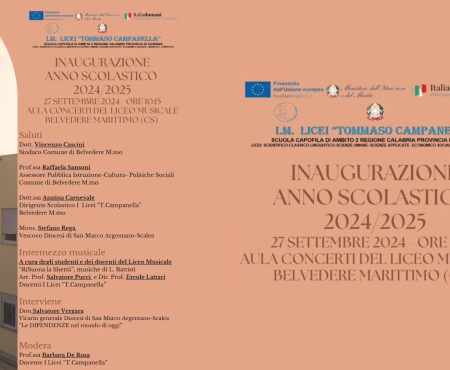 Inaugurazione Anno Scolastico 2024/2025 Licei Tommaso Campanella – Belvedere M.mo