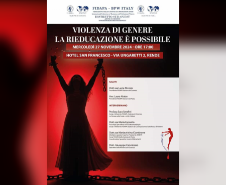 La Fidapa di Cosenza e di Paola insieme per il convegno “Violenza di genere: la rieducazione è possibile”