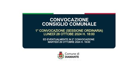 Diamante: Consiglio Comunale del 28/10/24