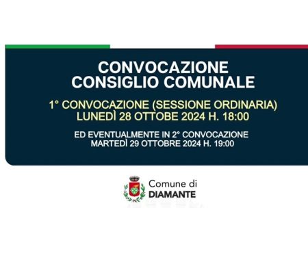 Diamante: Consiglio Comunale del 28/10/24